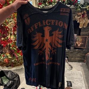 Affliction Black and Orange Men's Tee